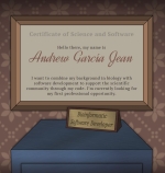 Immersive portfolio with illustrations of a filing cabinet and a diploma